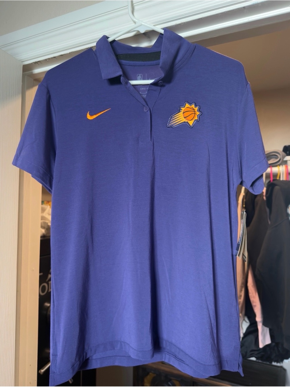 NBA Purple Polo with Subtle Light Gray Logos